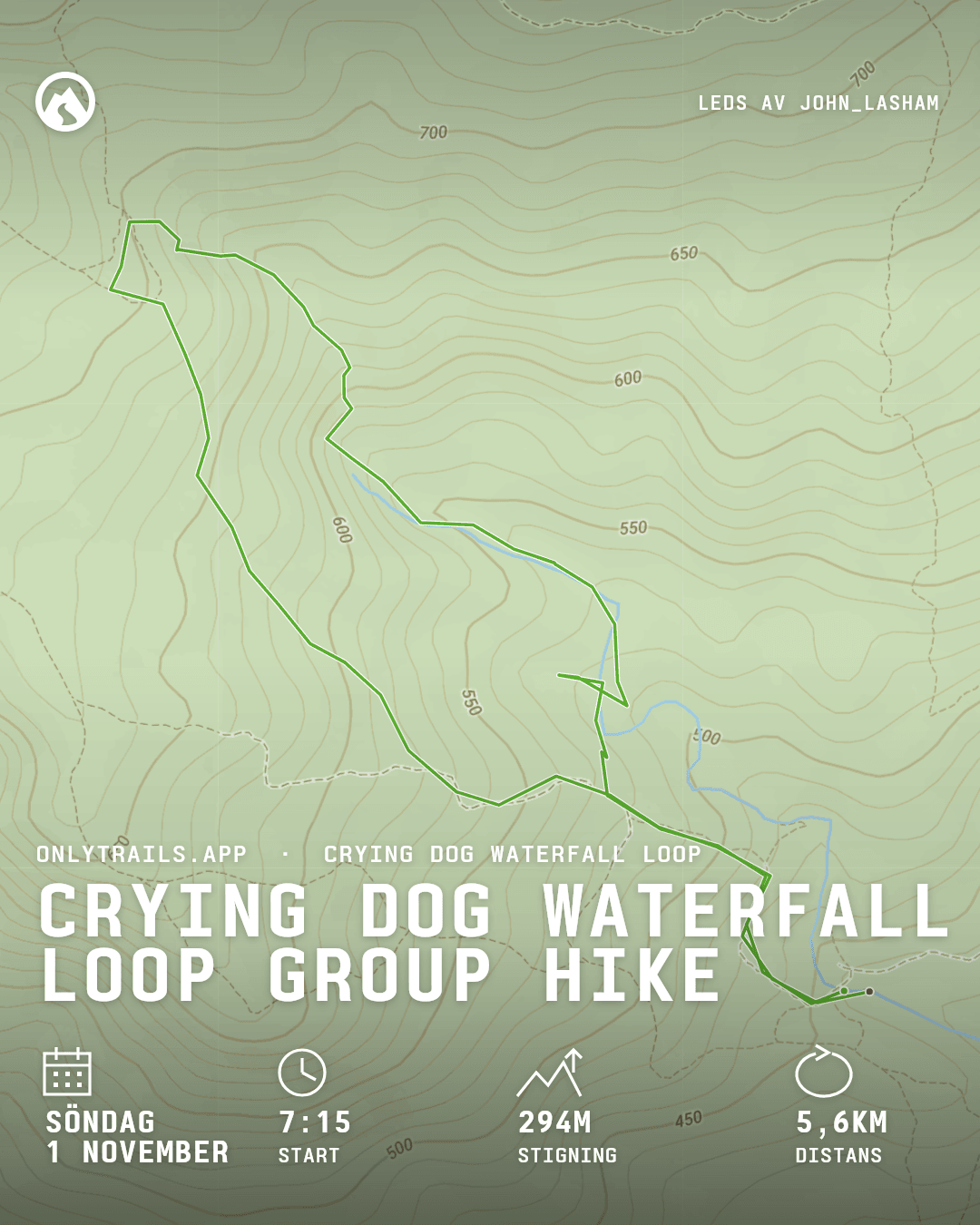 Inbjudningsaffisch: Crying Dog Waterfall Loop group hike, söndag 1 november 2026 kl. 07:15 GMT+7, Direction place