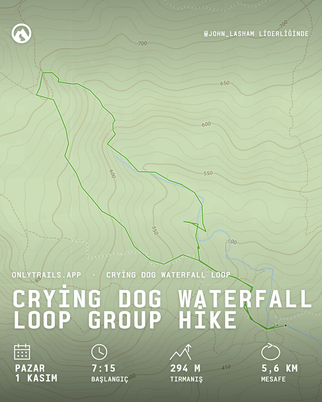Davet görseli: Crying Dog Waterfall Loop group hike, 1 Kasım 2026 Pazar · 07:15 GMT+7, Direction place