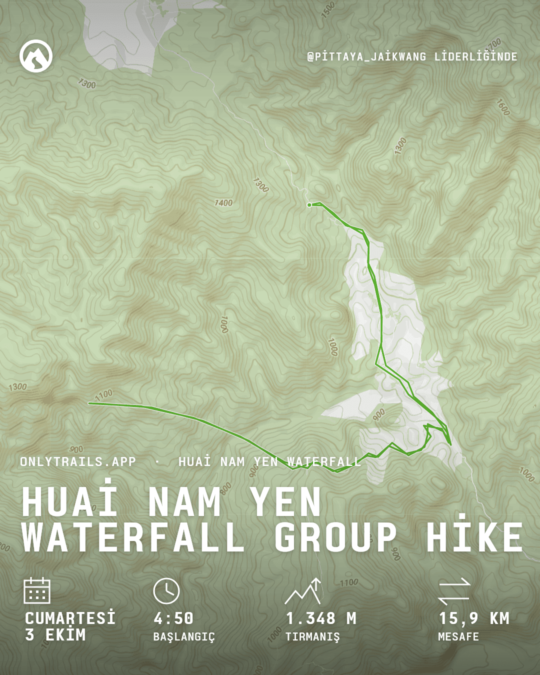 Davet görseli: Huai Nam Yen Waterfall group hike, 3 Ekim 2026 Cumartesi · 04:50 GMT+7, ตลาดสด เทศบาลตำบลอมก่อย