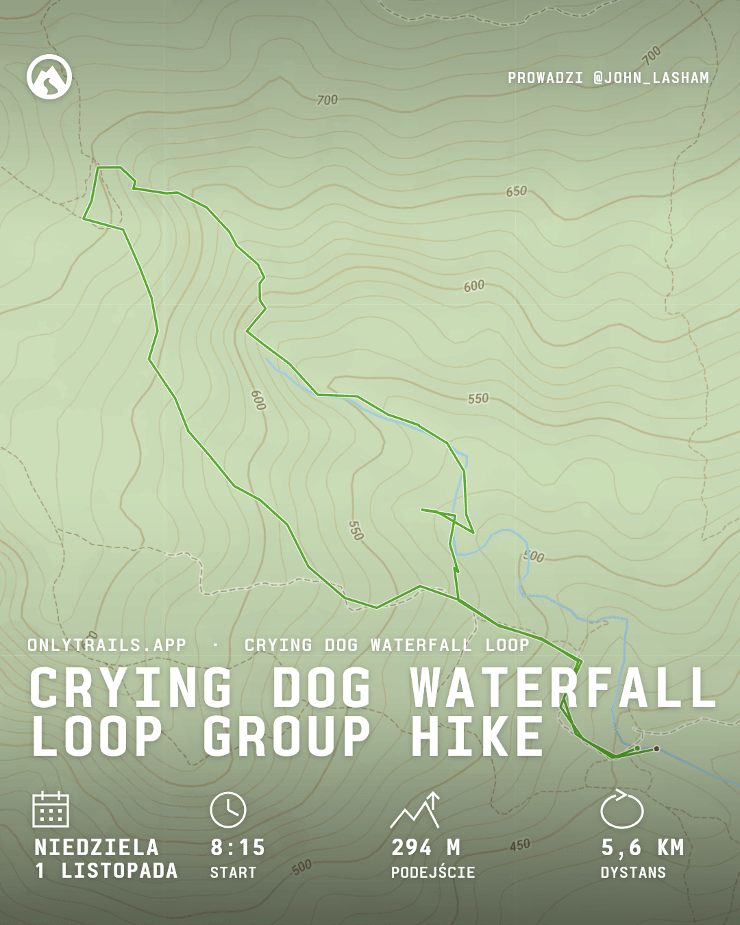 Plakat zaproszenia: Crying Dog Waterfall Loop group hike, niedziela, 1 listopada 2026 o 08:15 GMT+7, Direction place
