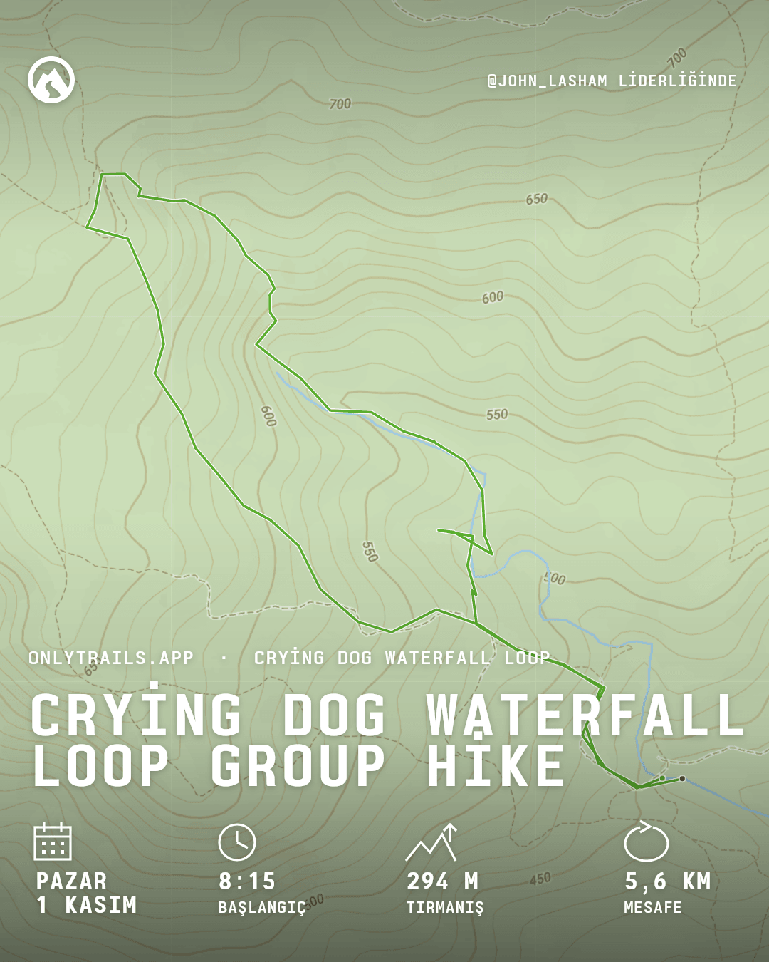 Davet görseli: Crying Dog Waterfall Loop group hike, 1 Kasım 2026 Pazar · 08:15 GMT+7, Direction place