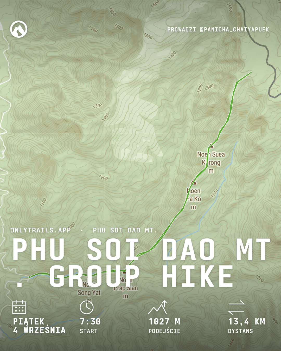 Plakat zaproszenia: Phu Soi Dao Mt. group hike, piątek, 4 września 2026 o 07:30 GMT+7, Phitsanulok, TH