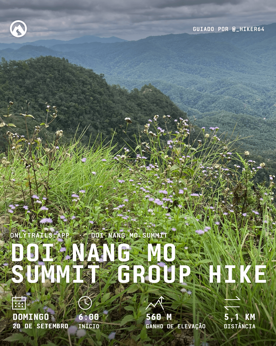 Pôster do convite: Doi Nang Mo Summit group hike, domingo, 20 de setembro de 2026 às 06:00 GMT+7, หลวงพ่อทันใจ