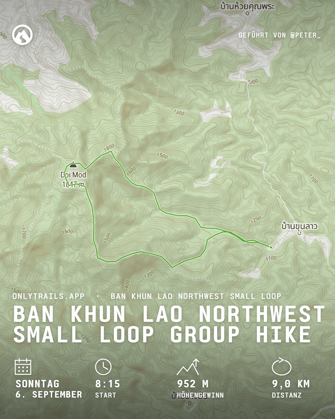 Einladungsposter: Ban Khun Lao Northwest Small Loop group hike, Sonntag, 6. September 2026 um 08:15 GMT+7, Romyen Garden Resort