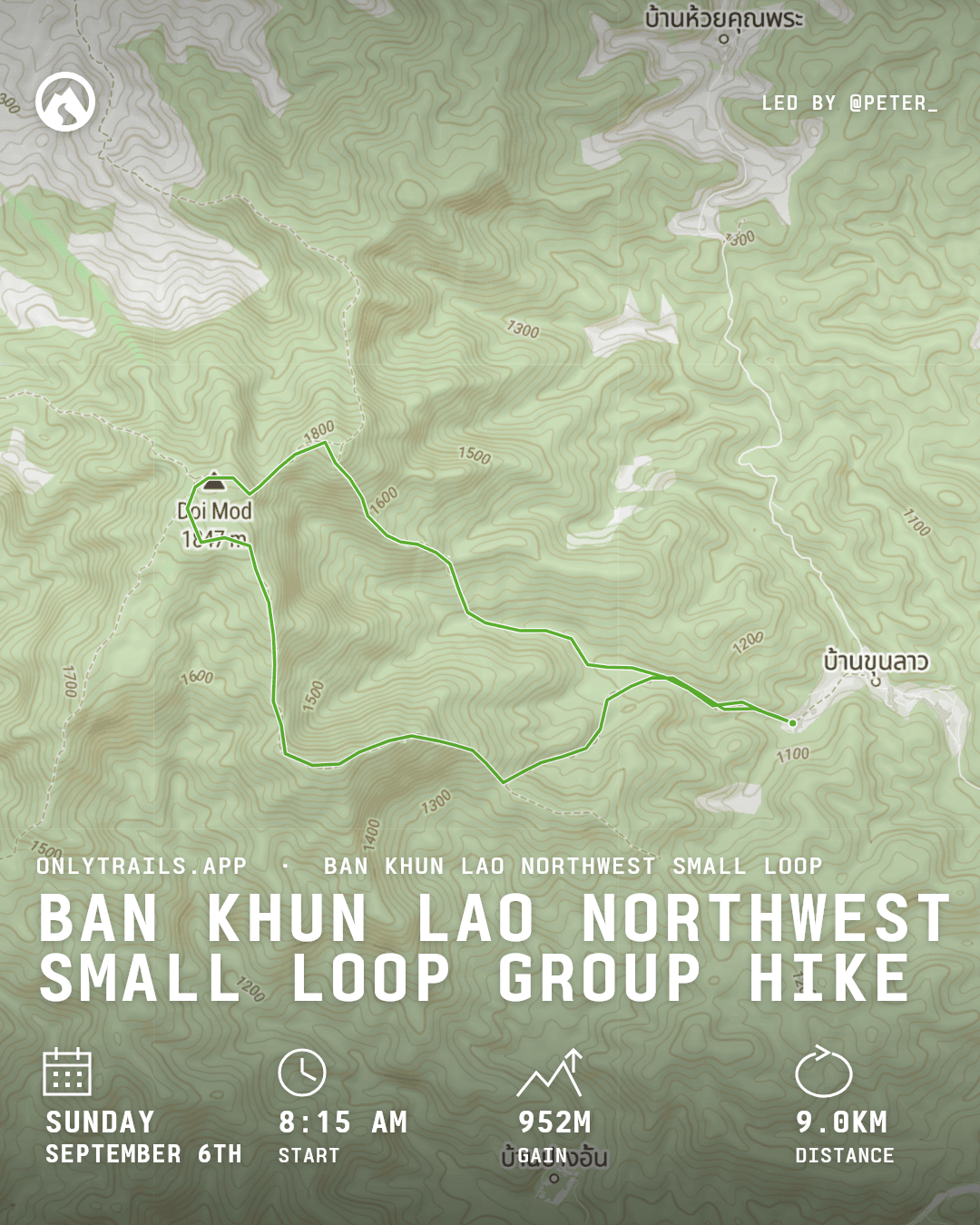 Invite poster: Ban Khun Lao Northwest Small Loop group hike, Sunday, September 6, 2026 at 8:15 AM GMT+7, Romyen Garden Resort