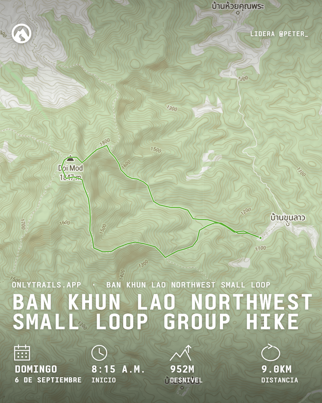 Póster de invitación: Ban Khun Lao Northwest Small Loop group hike, domingo, 6 de septiembre de 2026 a las 8:15 a.m. GMT+7, Romyen Garden Resort