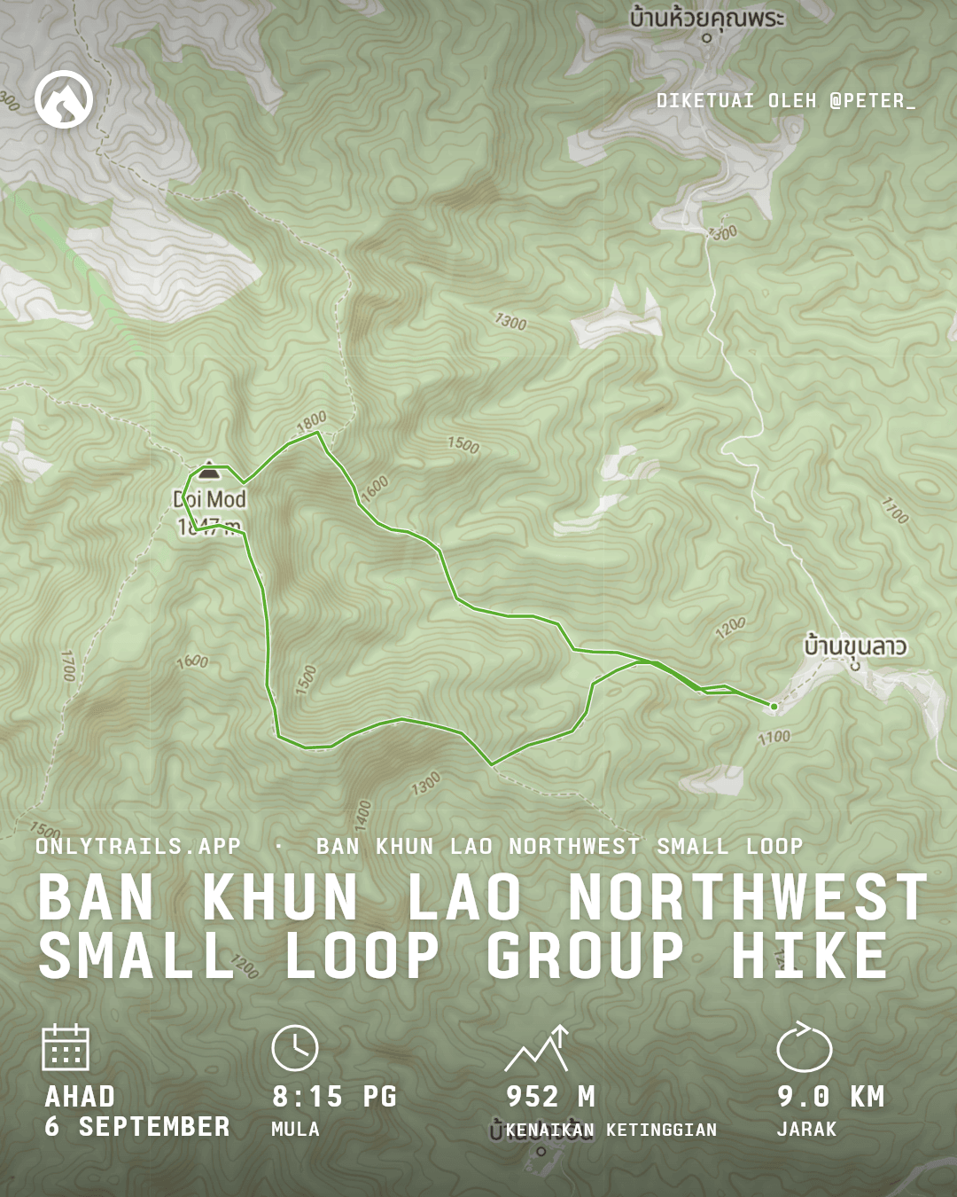Poster jemputan: Ban Khun Lao Northwest Small Loop group hike, Ahad, 6 September 2026 pada 8:15 PG GMT+7, Romyen Garden Resort