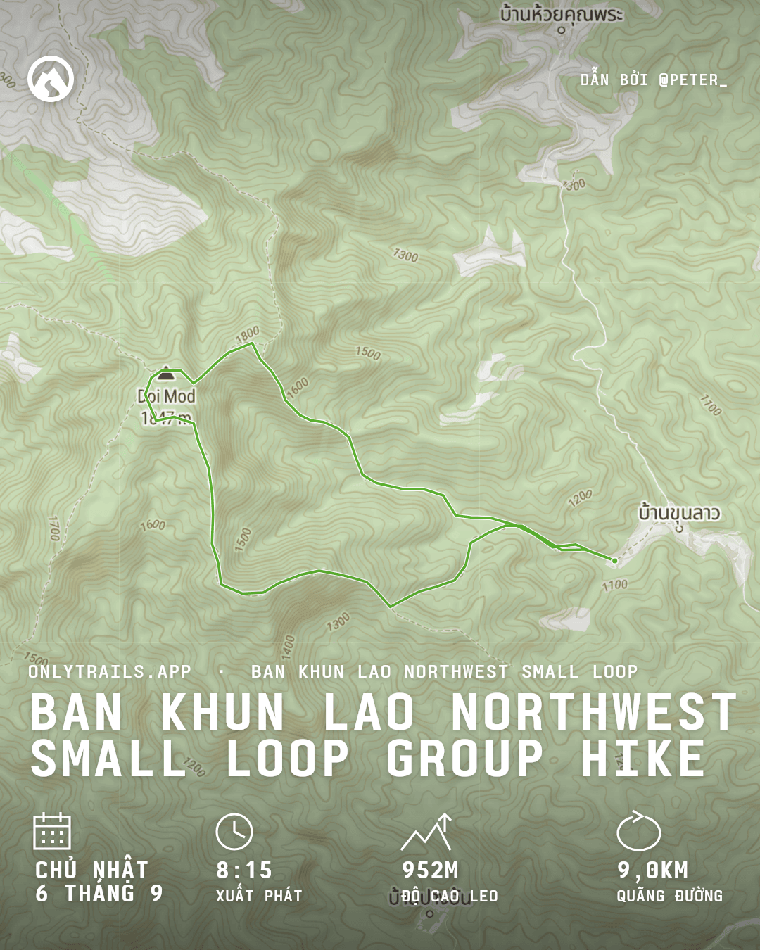 Áp phích mời: Ban Khun Lao Northwest Small Loop group hike, Chủ Nhật, 6 tháng 9, 2026 lúc 08:15 GMT+7, Romyen Garden Resort