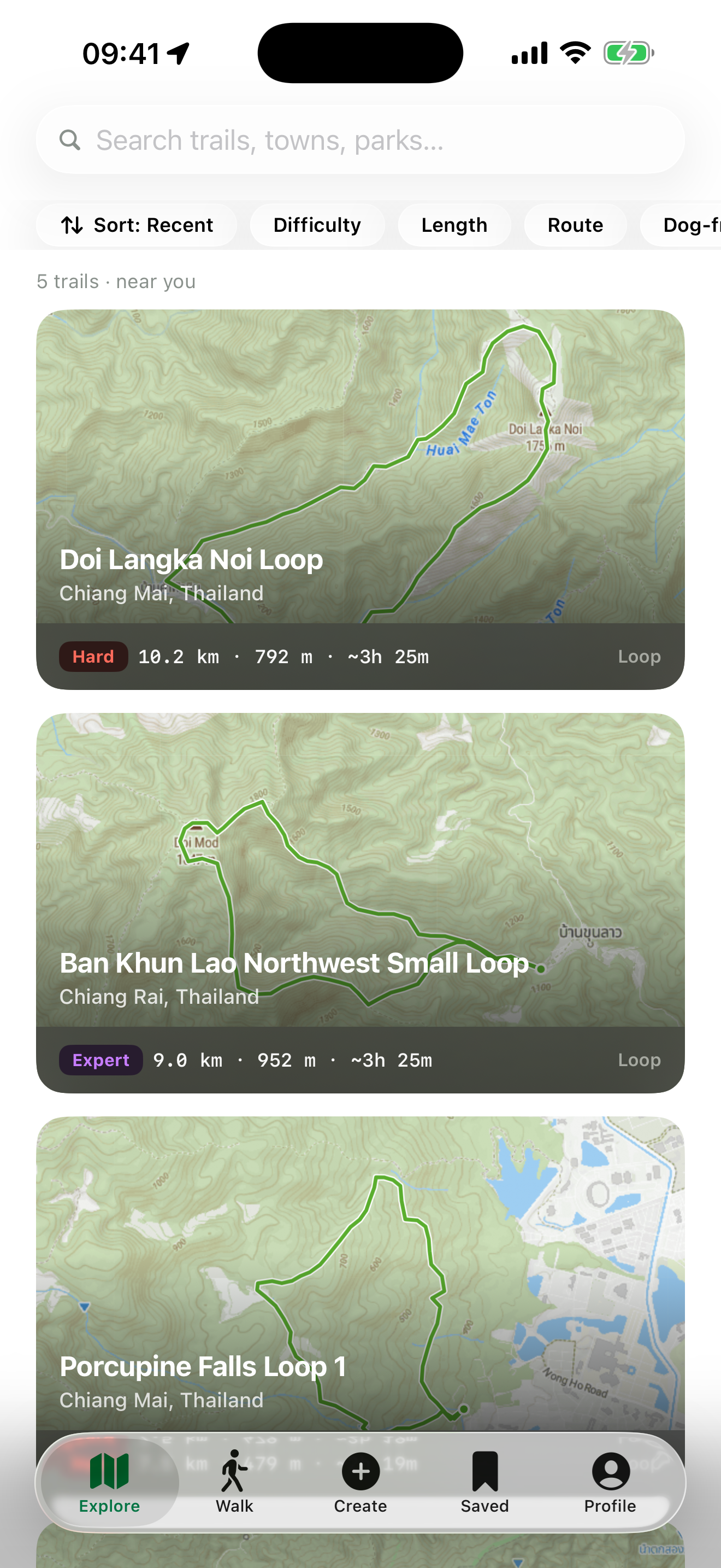 OnlyTrails explore feed