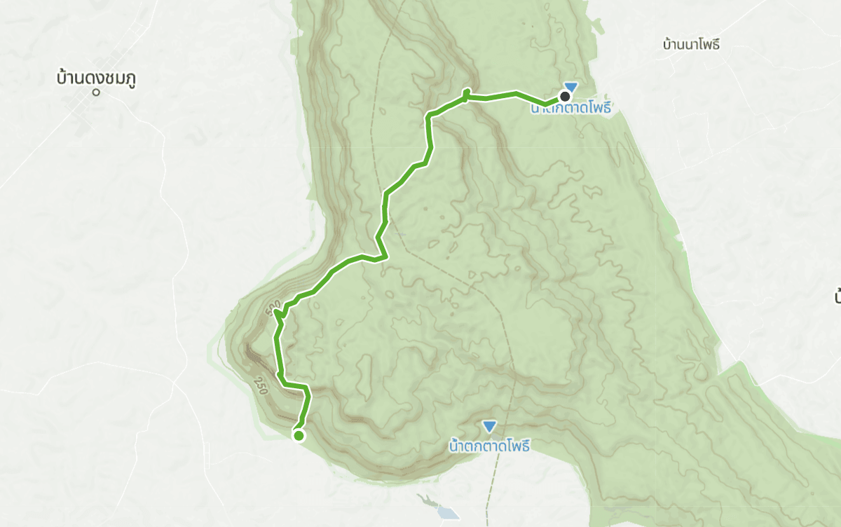 Trail map route for Tad Wimanthip Waterfall Walk