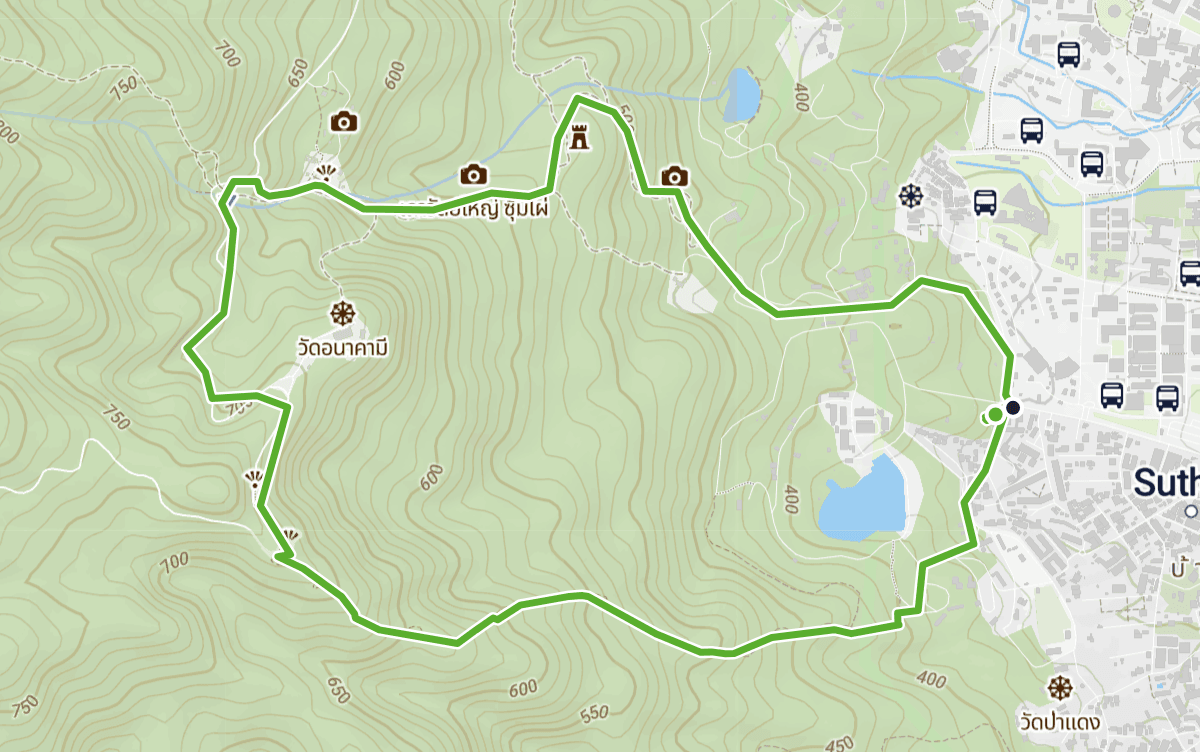 Trail map route for Chaloem Phra Kiat Pavilion Viewpoint Loop