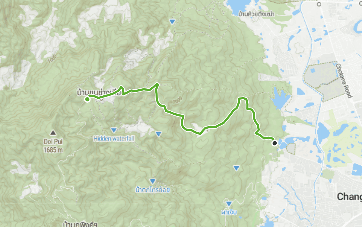 Trail map route for Porcupine Falls Walk