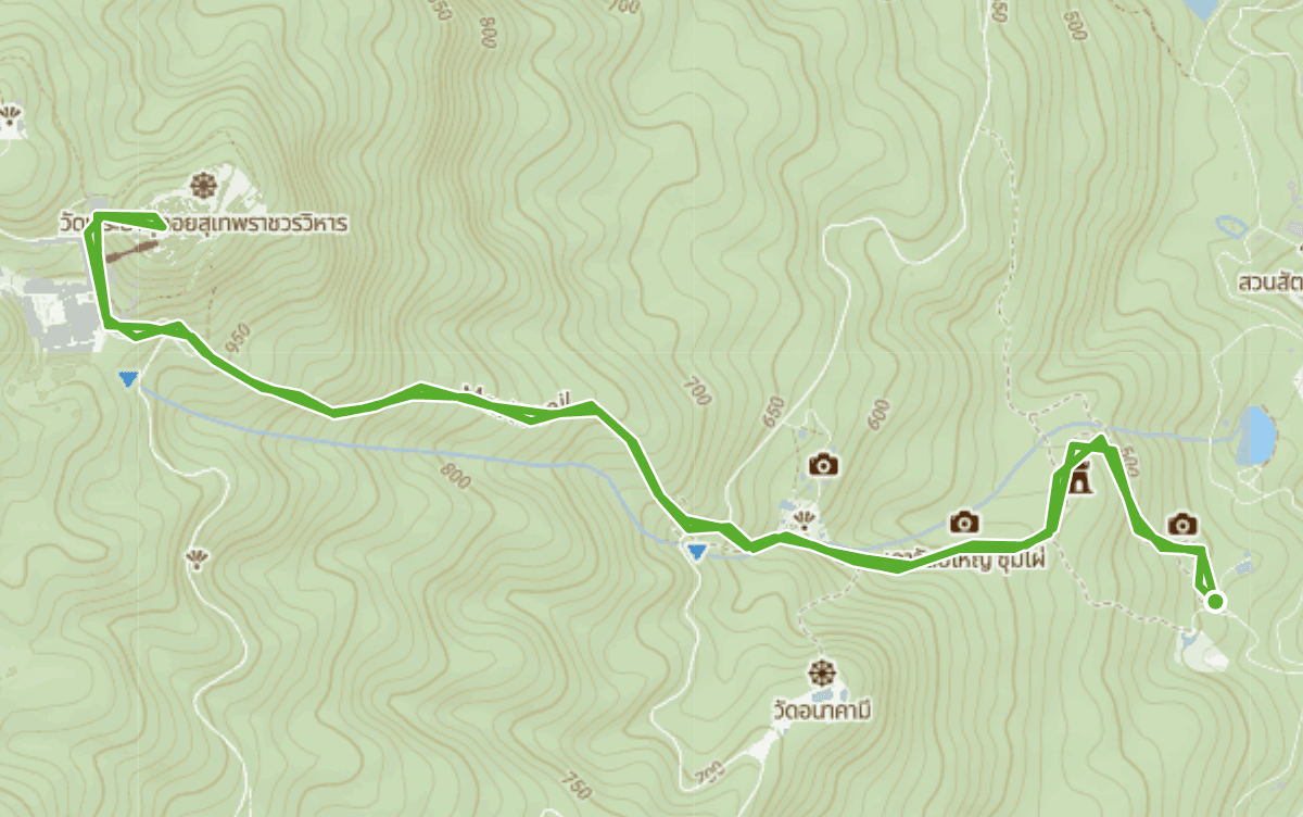 Trail map route for Wat Pha Lat (Monk's Trail)