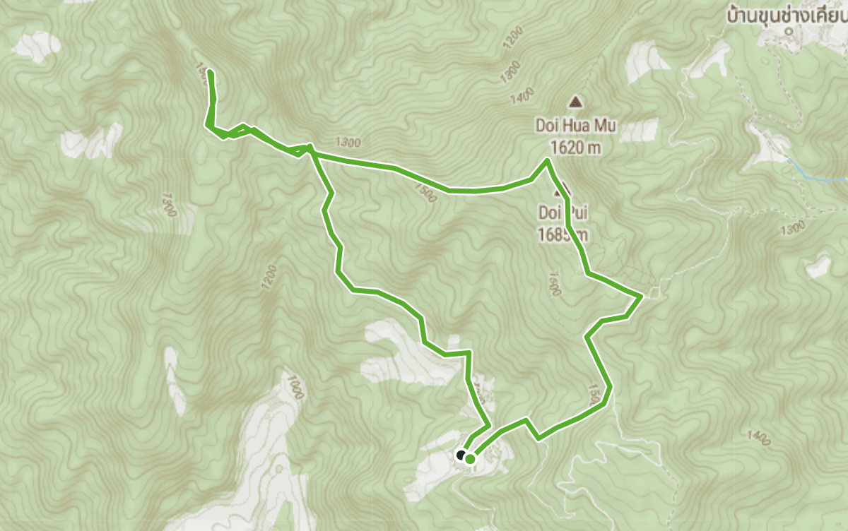 Trail map route for Buddha Footprint Doi Pui Loop