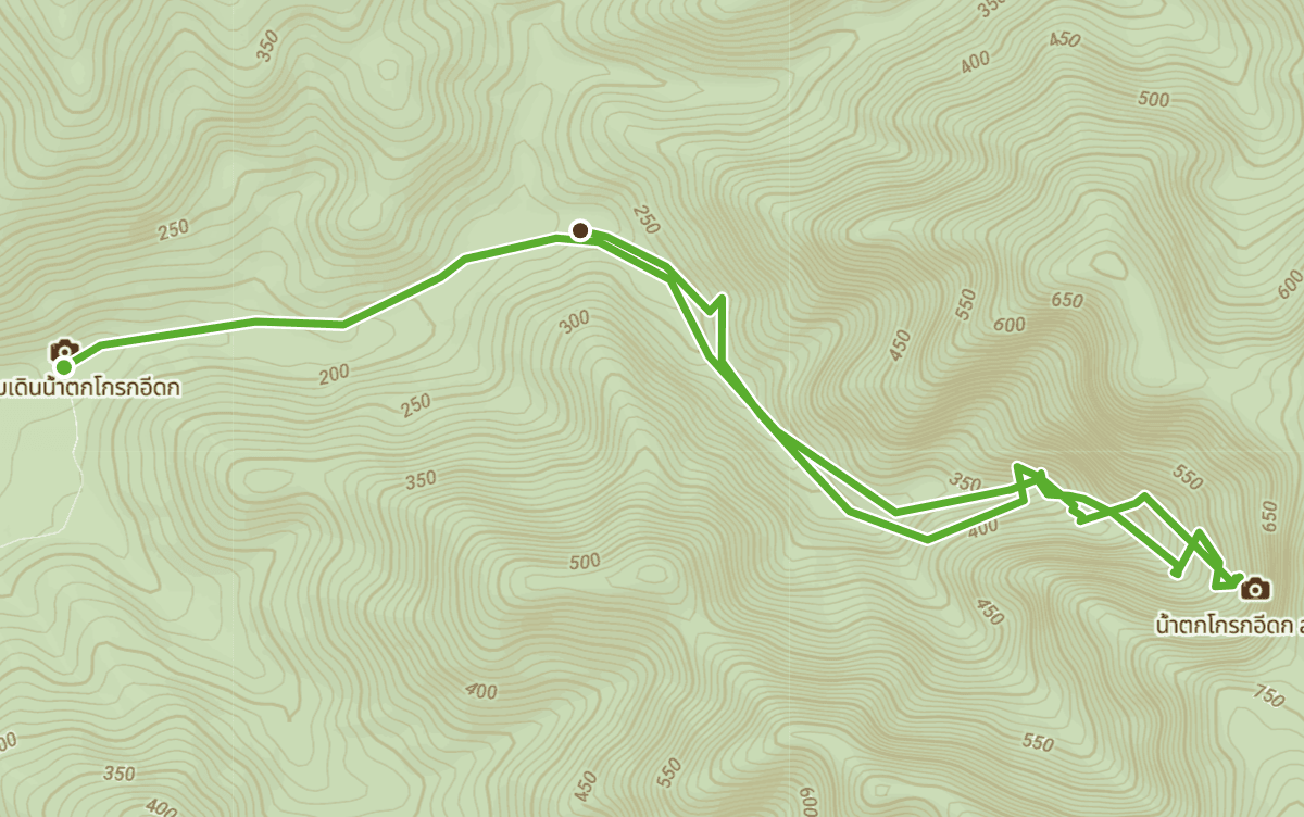 Trail map route for Krok E Dok waterfall Start Hiking Point Walk