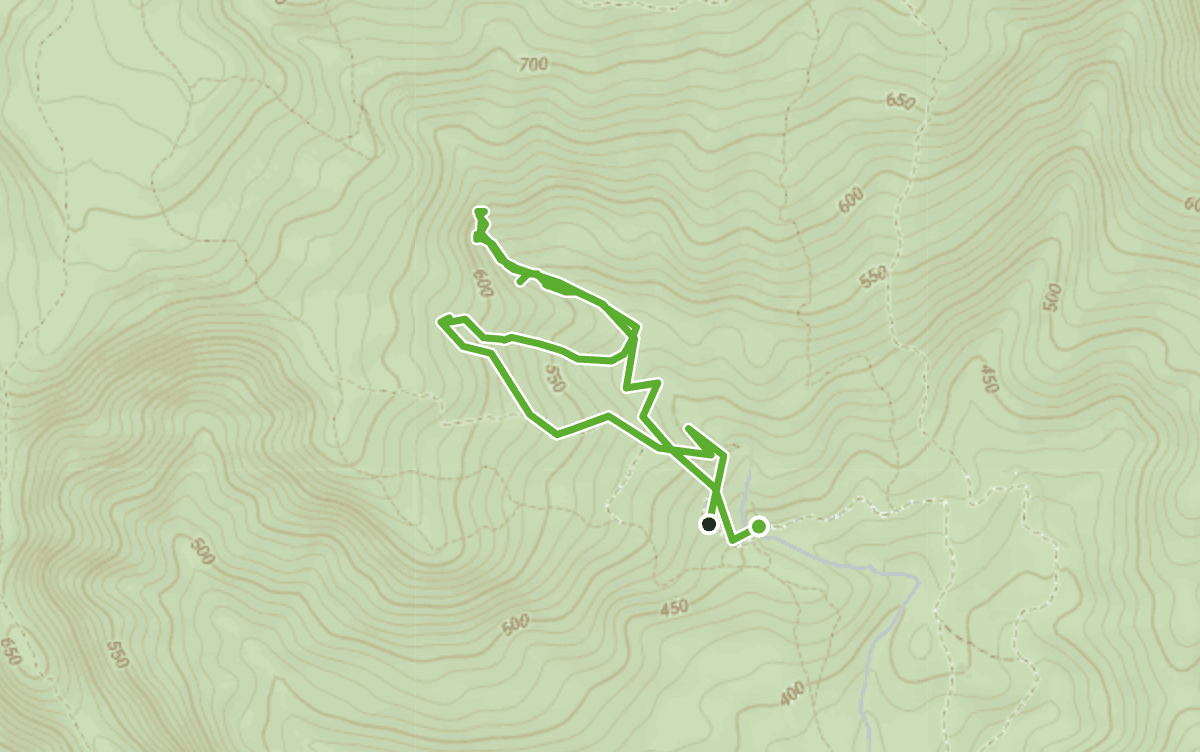 Trail map route for Crying Dog Waterfall Out & Back