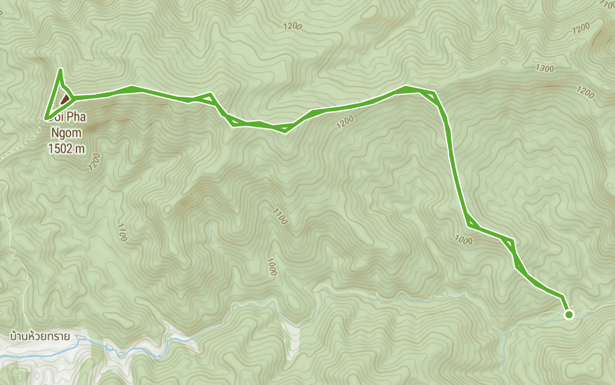 Trail map route for Pha Ngom Peak via East Entrance