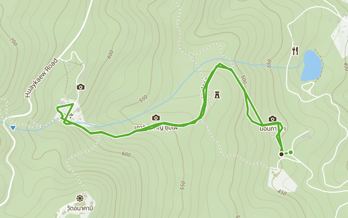 Trail map route for Monk's trail