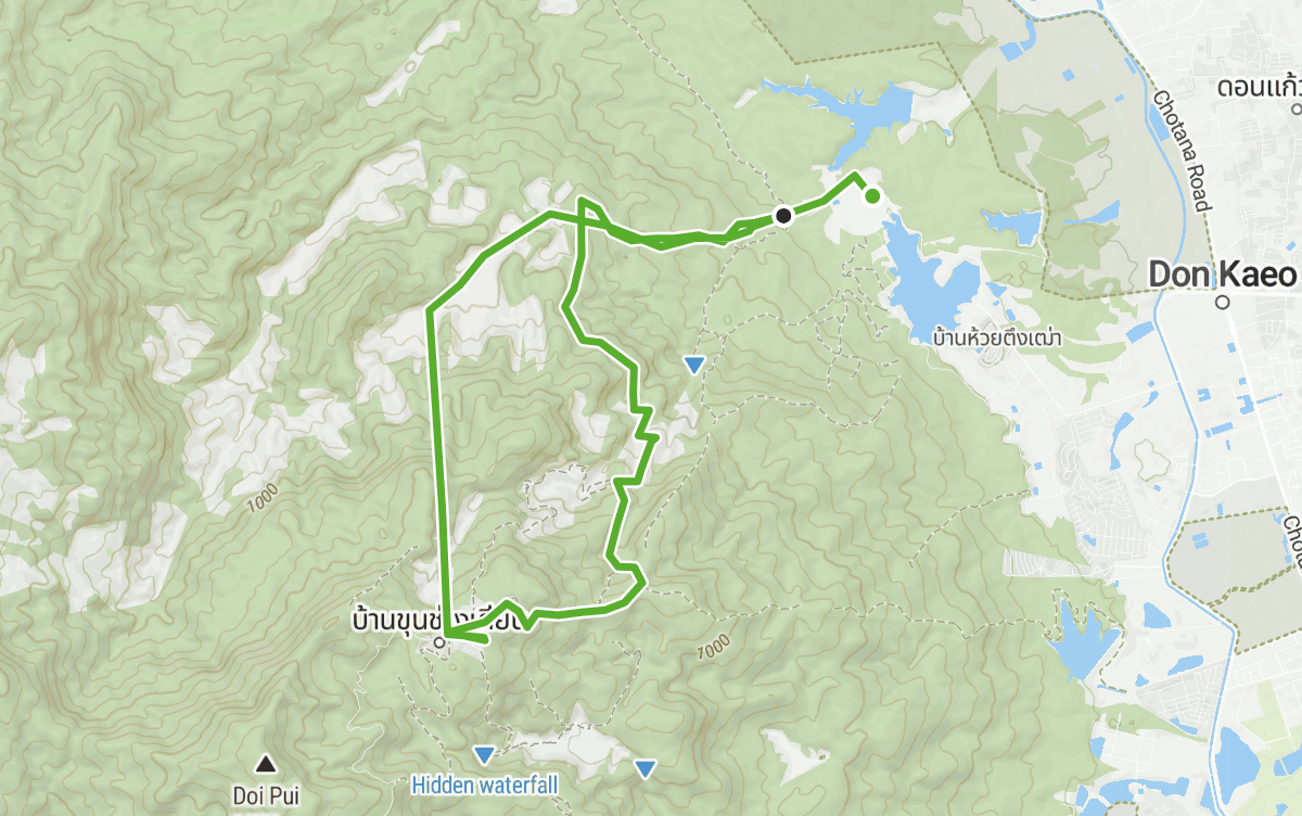 Trail map route for Hike to the mountain village