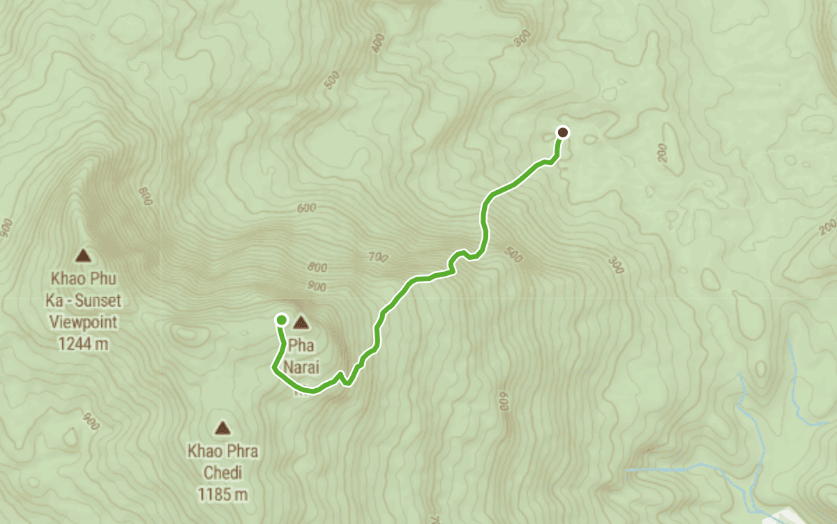 Trail map route for Pha Chom Prong Pha Narai Walk