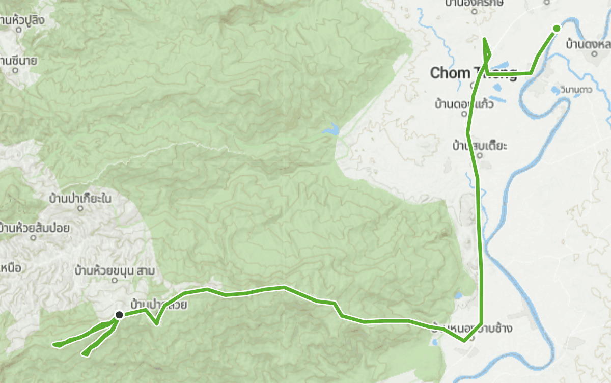 Trail map route for Ban Tha Sala Walk
