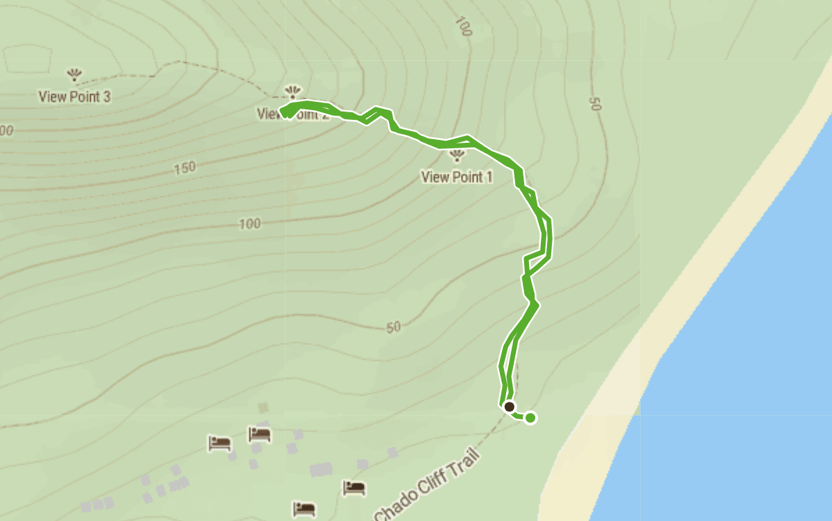 Trail map route for Ao A Yi Ang Beach Out & Back