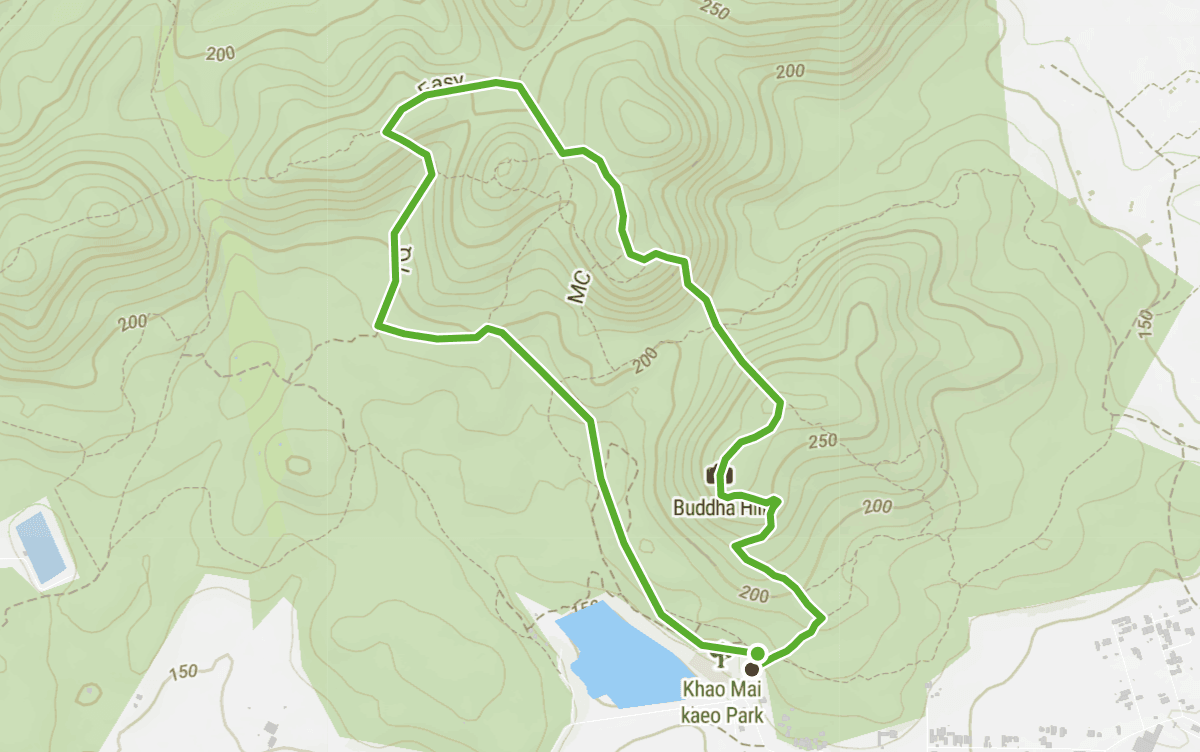 Trail map route for Khao Mai kaeo Park Loop