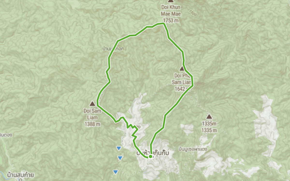 Trail map route for Sam Liam Ridge Loop